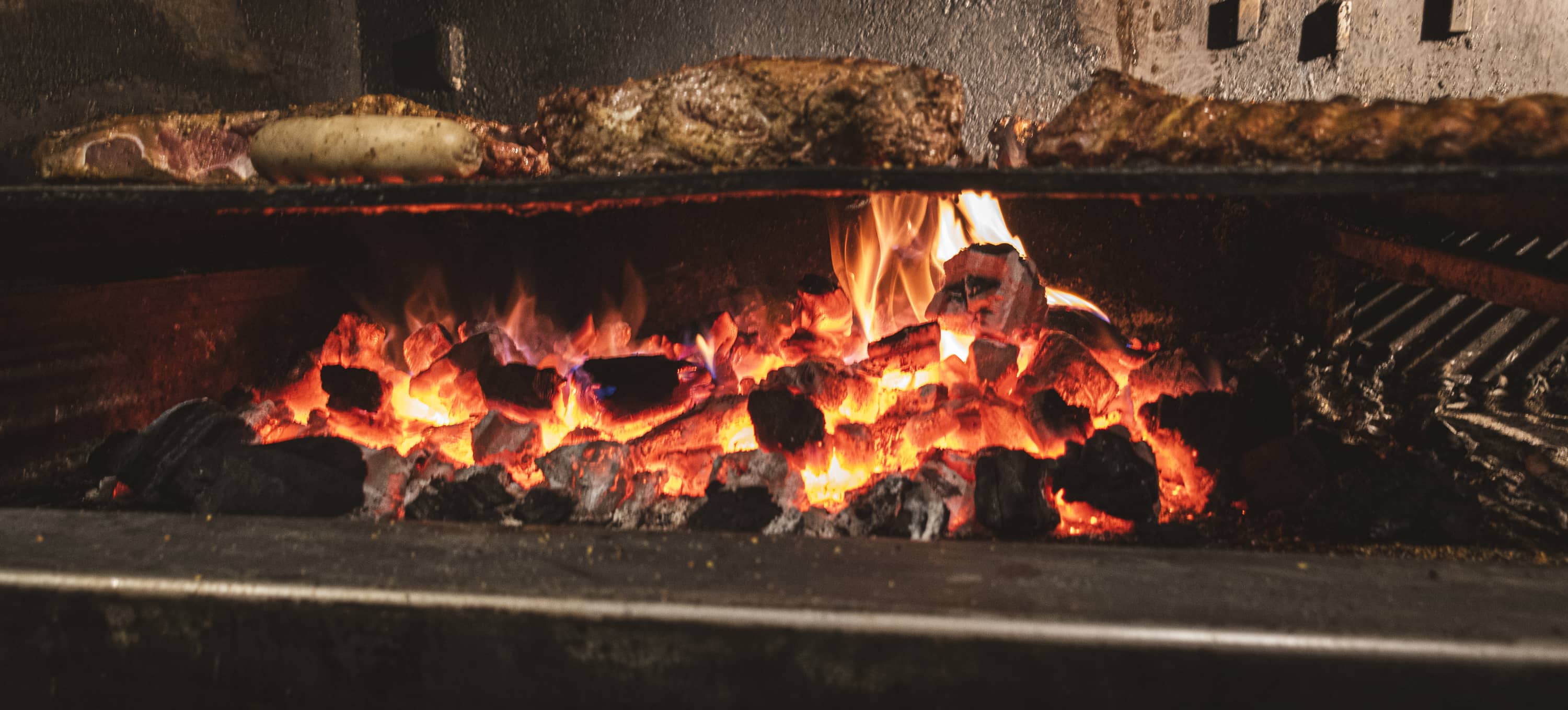 close up of a lit grill